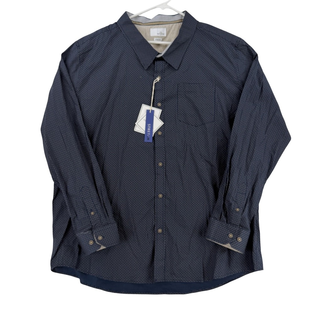 Craft + Flow Shirt Mens 2XL Blue Polka Dot Long Sleeve Button Up Casual NWT